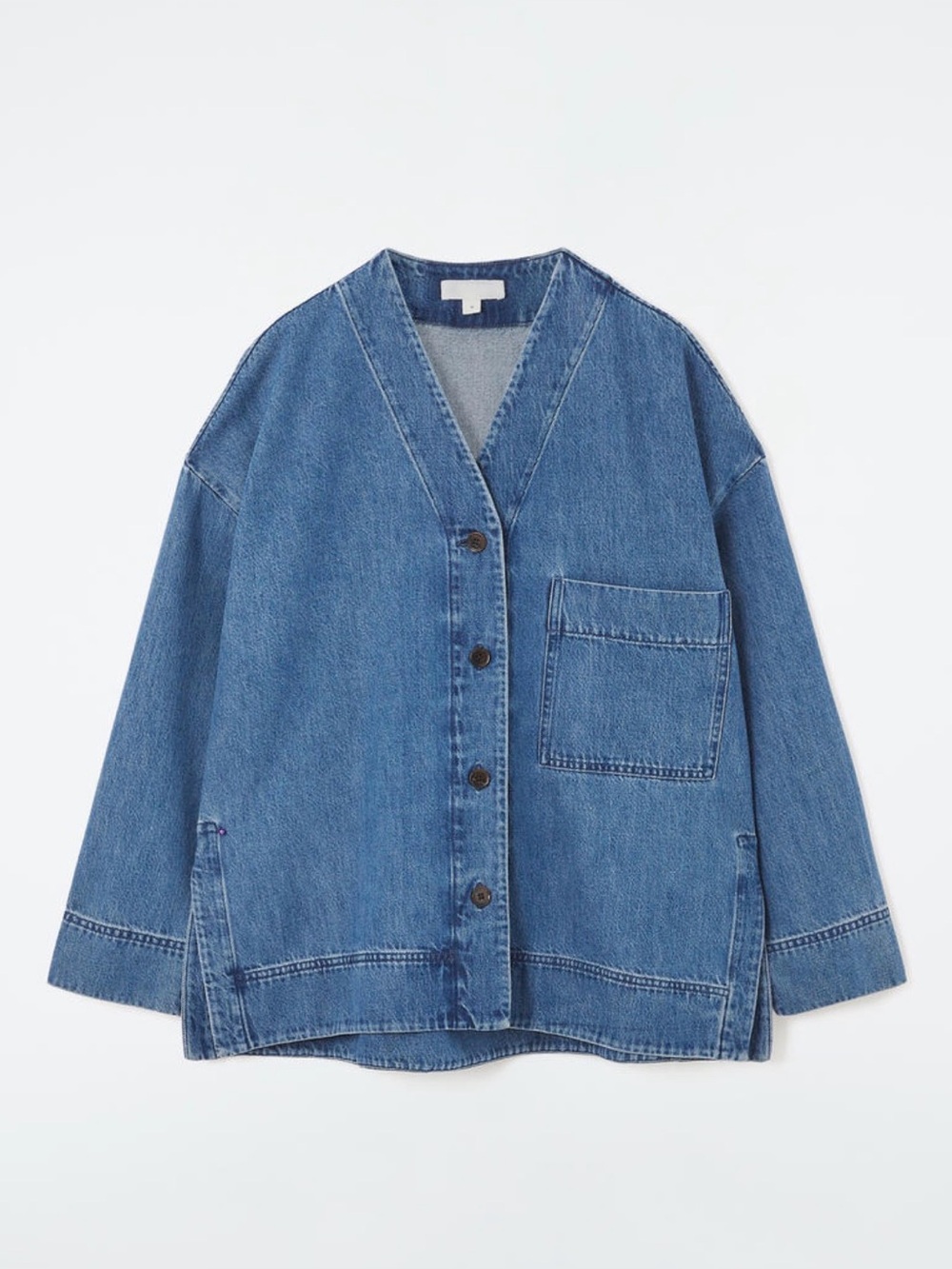 COS Oversize V-Neck Denim Shirt Jacket